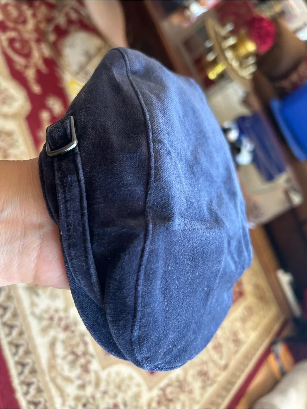 Baby newsboy hat: Janie and Jack Navy velvet Flat Cap  (12-24mo)